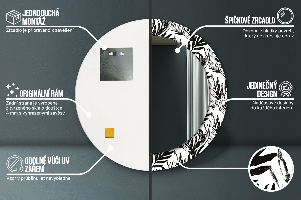 Round mirror frame with print Monster