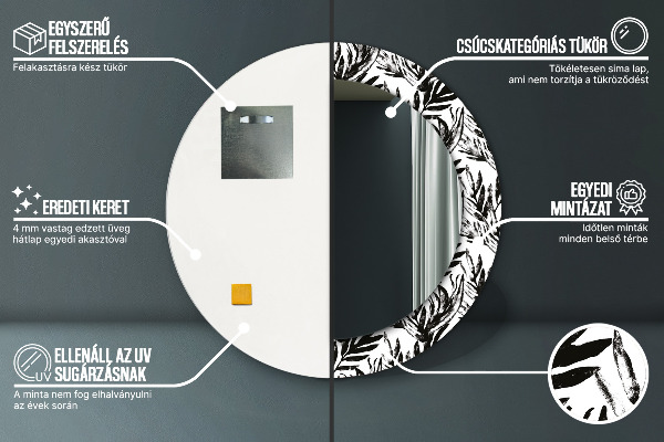 Round mirror frame with print Monster