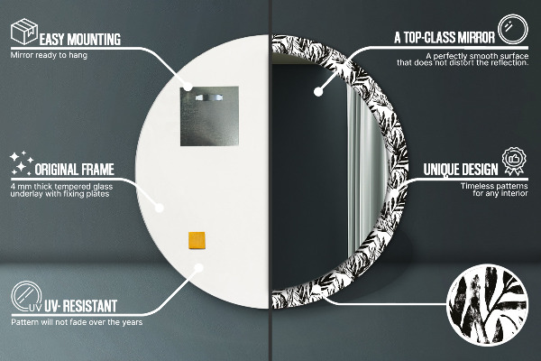 Round mirror frame with print Monster