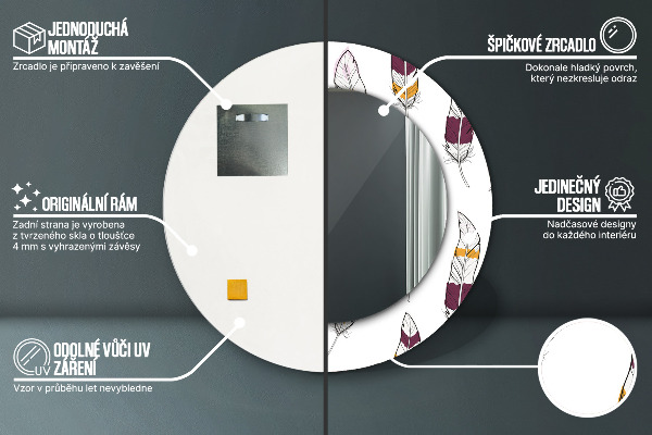 Round wall mirror design Feathers