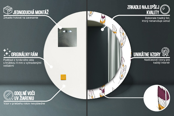 Round wall mirror design Feathers