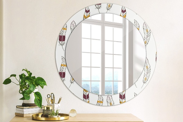 Round wall mirror design Feathers