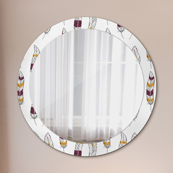 Round wall mirror design Feathers