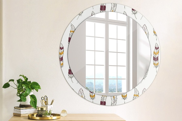 Round wall mirror design Feathers
