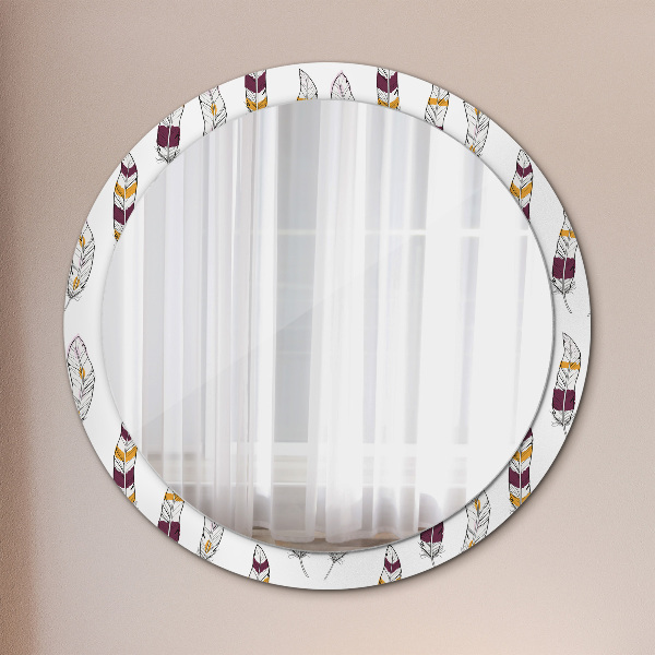 Round wall mirror design Feathers