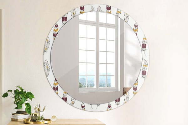 Round wall mirror design Feathers