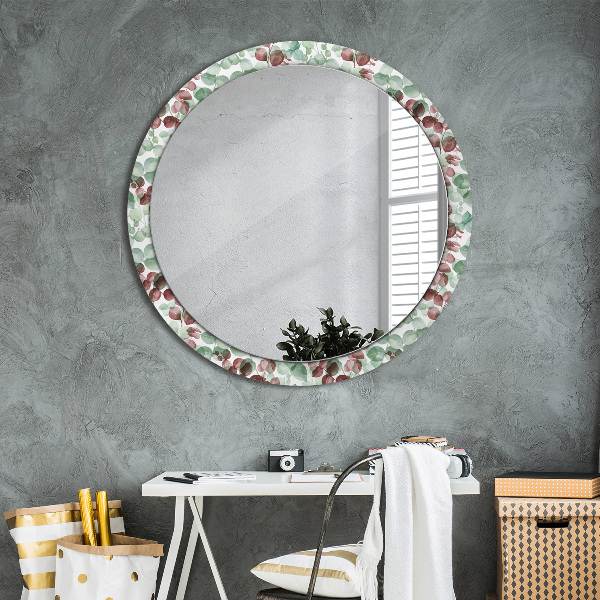 Round mirror frame with print Eucalyptus