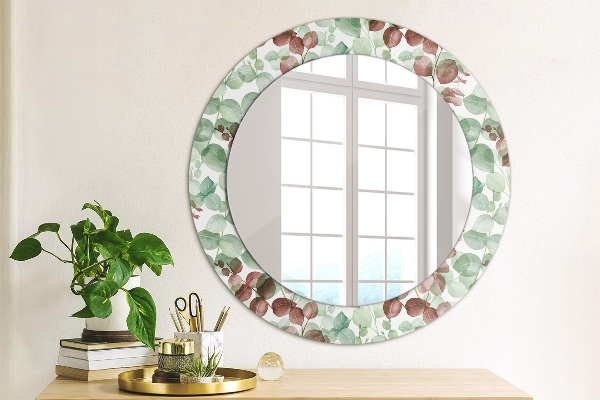 Round mirror frame with print Eucalyptus