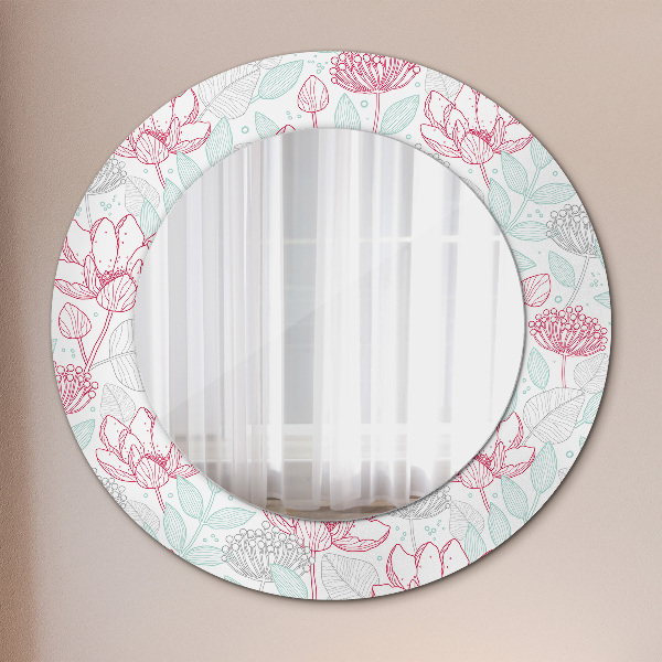 Round wall mirror decor Flowers