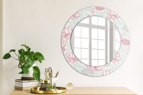 Round wall mirror decor Flowers