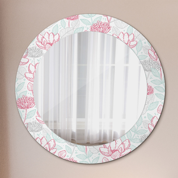 Round wall mirror decor Flowers