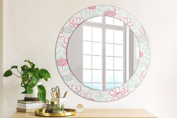Round wall mirror decor Flowers
