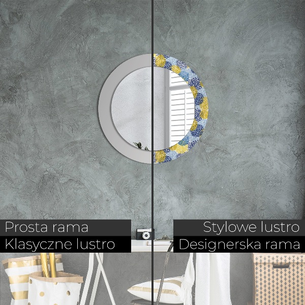 Round wall mirror decor Blue flowers