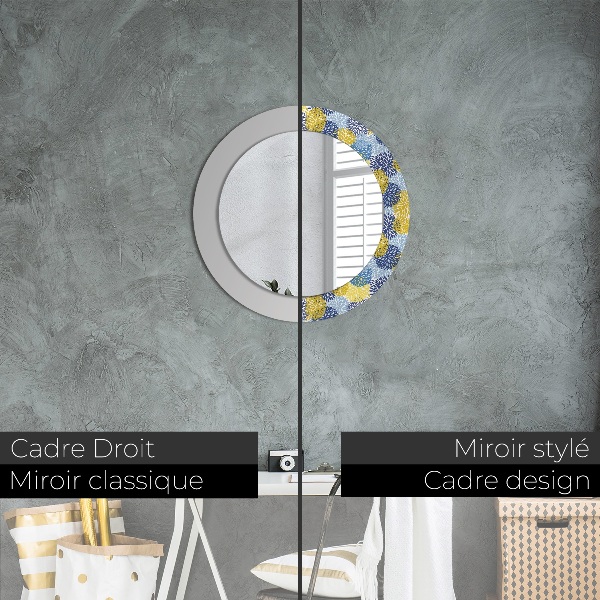 Round wall mirror decor Blue flowers