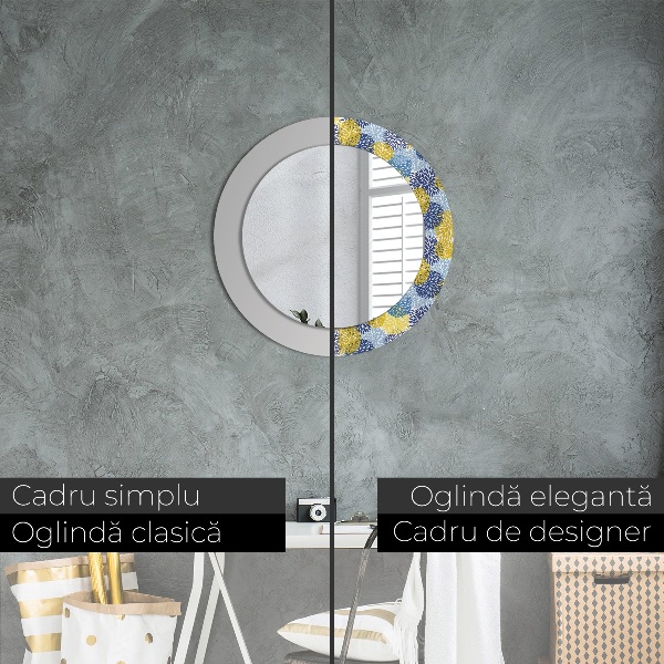Round wall mirror decor Blue flowers