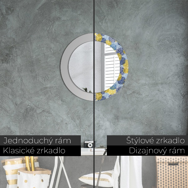 Round wall mirror decor Blue flowers