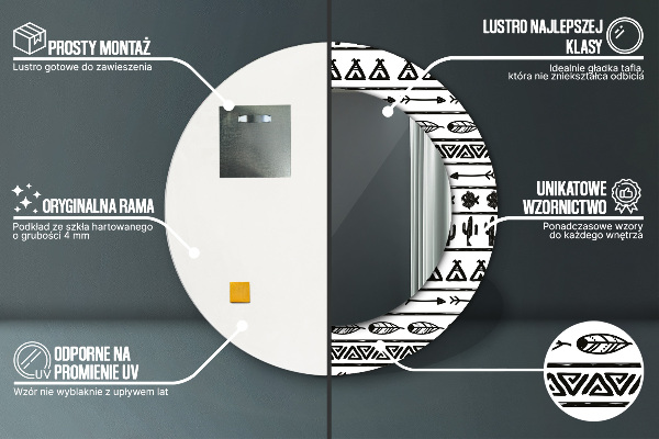 Round wall mirror decor Boho minimalist