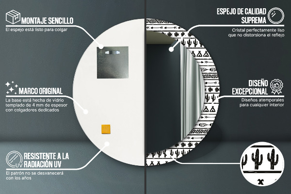 Round wall mirror decor Boho minimalist