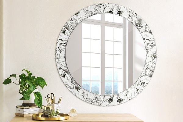 Round printed mirror Pets cats
