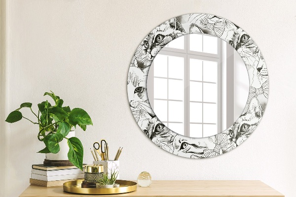Round printed mirror Pets cats