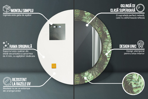 Circle decorative mirror Tropical leaves