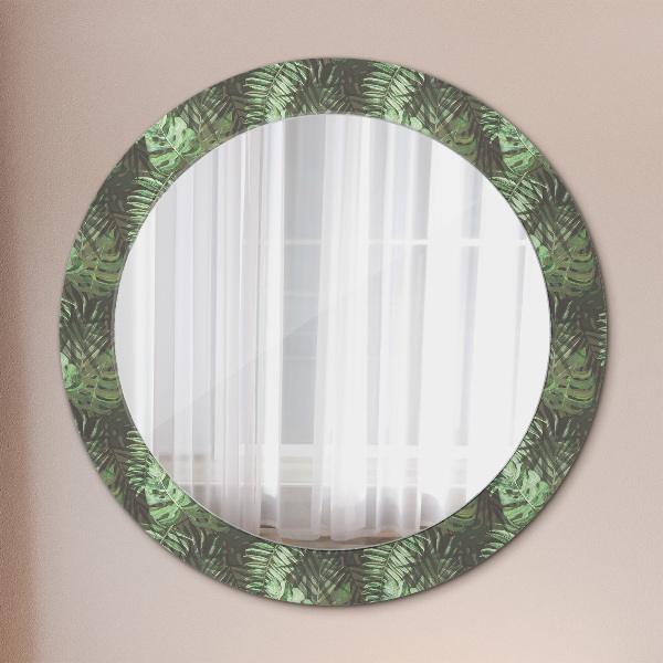Circle decorative mirror Tropical leaves