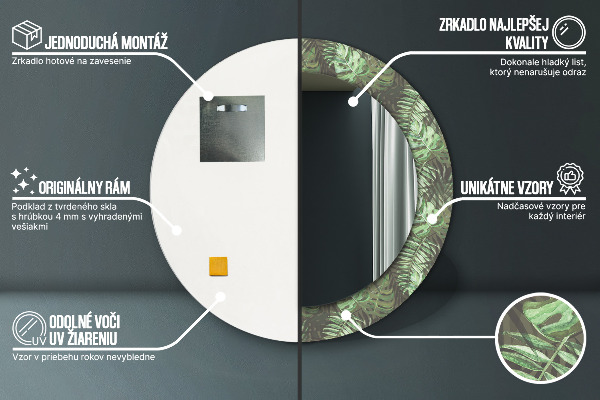 Circle decorative mirror Tropical leaves