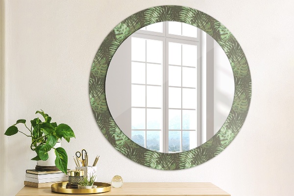 Circle decorative mirror Tropical leaves
