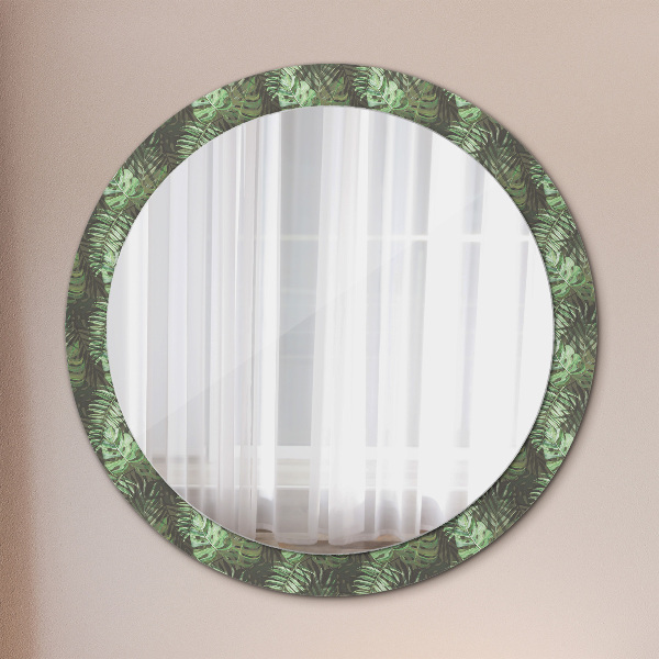 Circle decorative mirror Tropical leaves