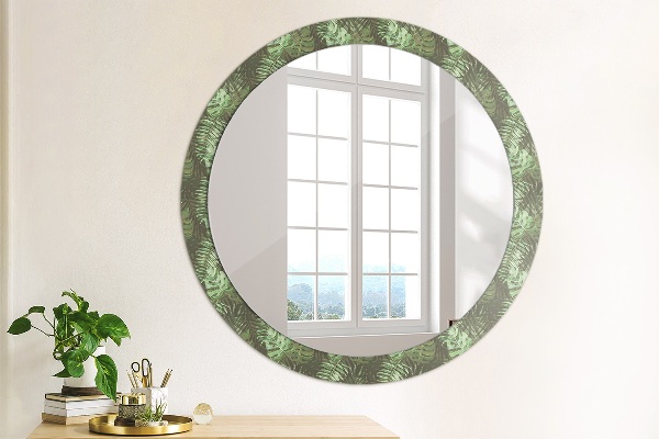 Circle decorative mirror Tropical leaves