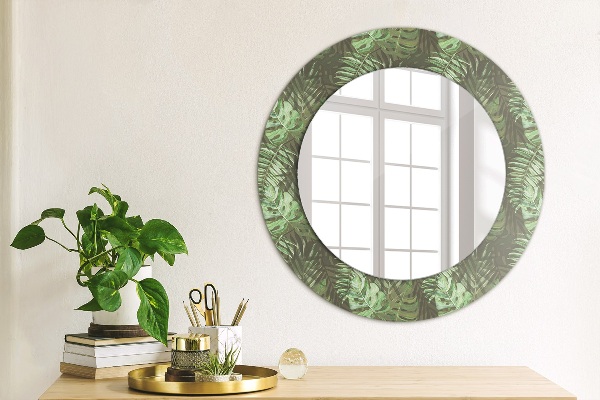 Circle decorative mirror Tropical leaves
