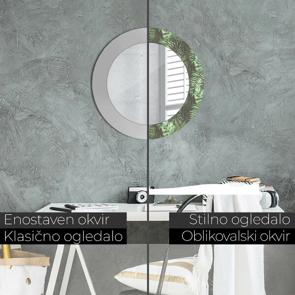 Circle decorative mirror Tropical leaves