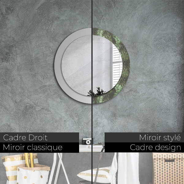 Circle decorative mirror Tropical leaves