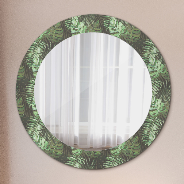 Circle decorative mirror Tropical leaves