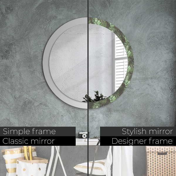 Circle decorative mirror Tropical leaves
