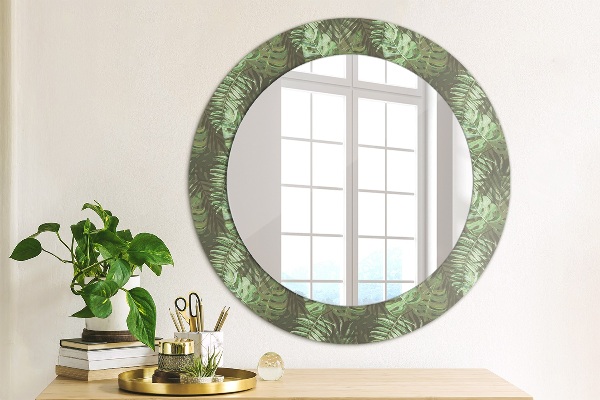 Circle decorative mirror Tropical leaves