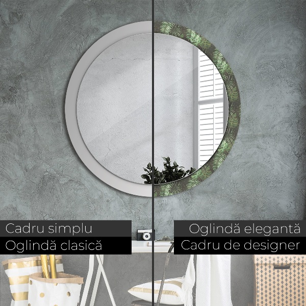 Circle decorative mirror Tropical leaves