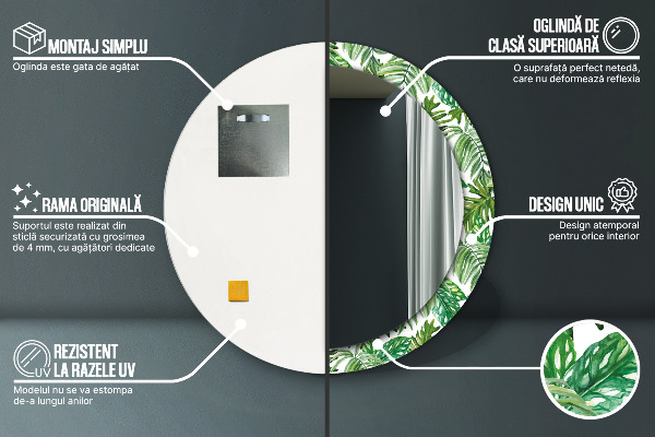 Ornate framed mirror Jungle leaves