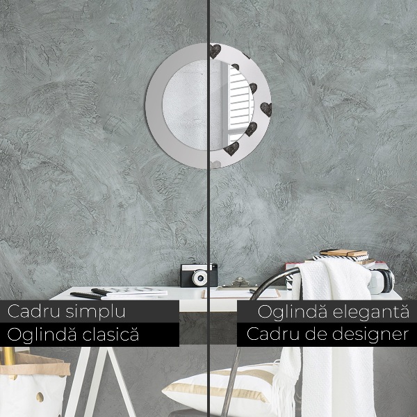 Round mirror frame with print Abstract hearts