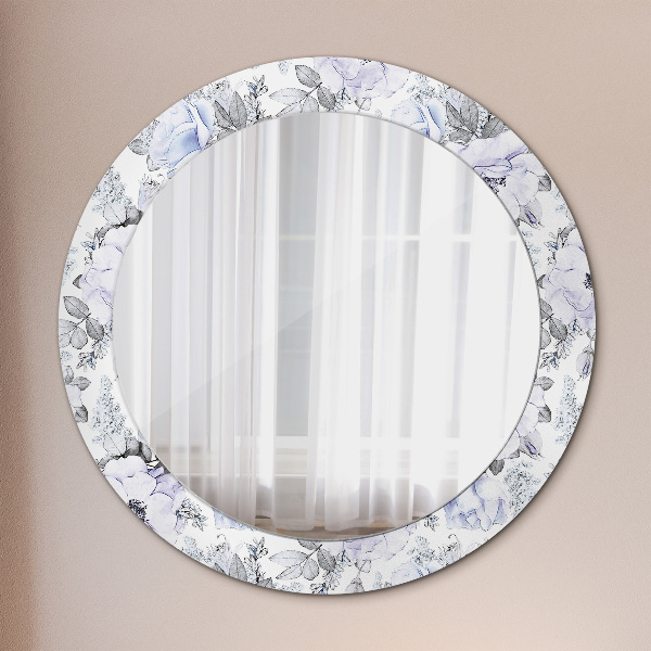 Round mirror frame with print Blue roses