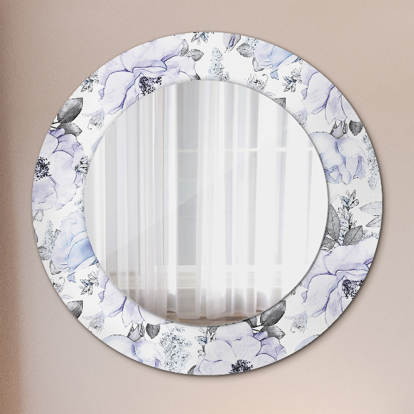 Round mirror frame with print Blue roses