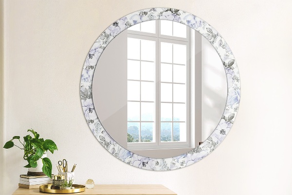 Round mirror frame with print Blue roses