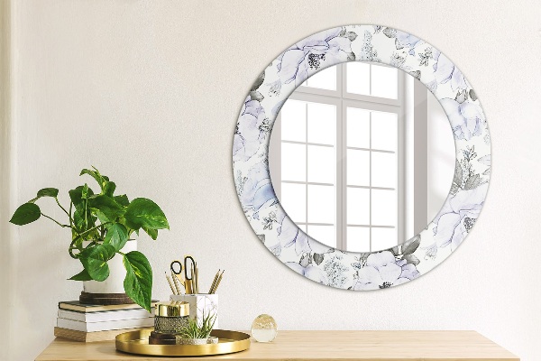 Round mirror frame with print Blue roses