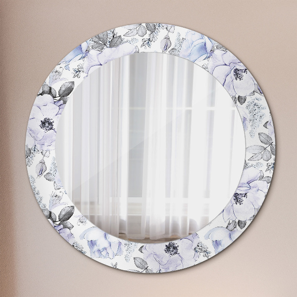 Round mirror frame with print Blue roses
