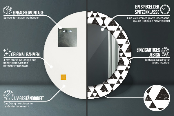 Round wall mirror decor Geometry triangles