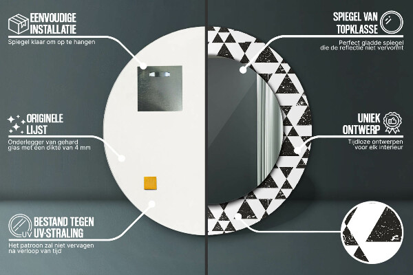 Round wall mirror decor Geometry triangles