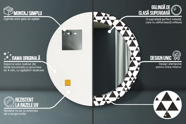Round wall mirror decor Geometry triangles