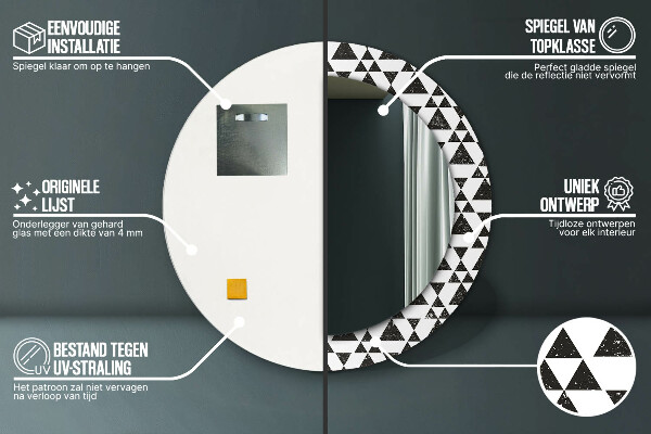 Round wall mirror decor Geometry triangles