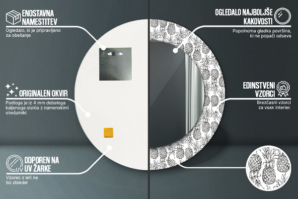 Round wall mirror decor Pineapple