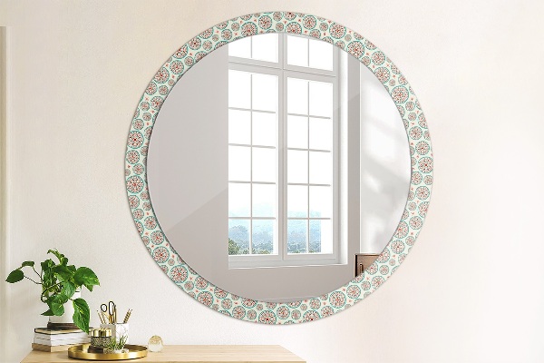 Round wall mirror decor Boho pattern